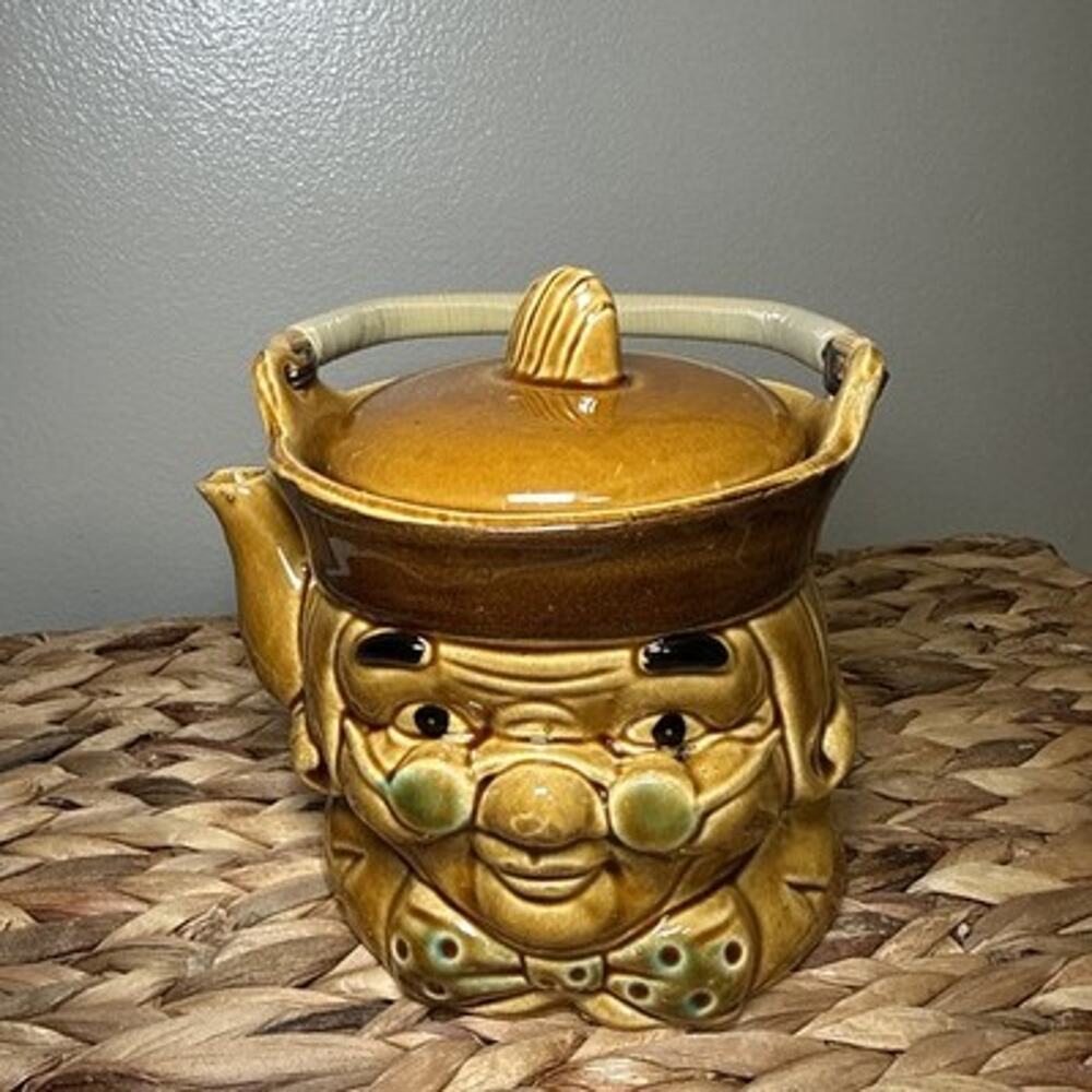 Vintage Benjamin Franklin Figural Teapot Made in Japan Ceramic 6” Americana